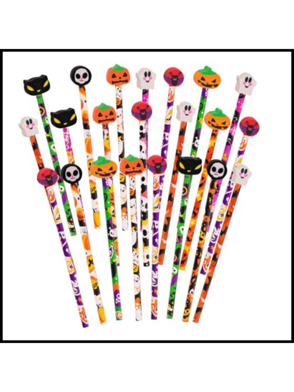 Halloween Wooden Pencils with Erasers 30pc Party Favor Set